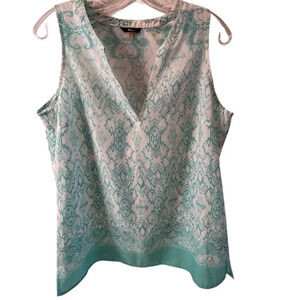 Milano Women's M Blue Floral Sleeveless V-Neck Tank Top